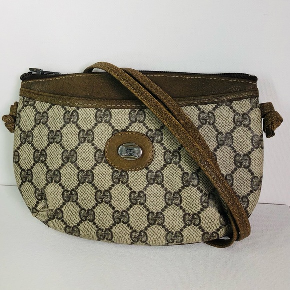 Vintage ✨ Gucci GG Monogram Coated Canvas Leather Crossbody Authenticated COA - Picture 2 of 16